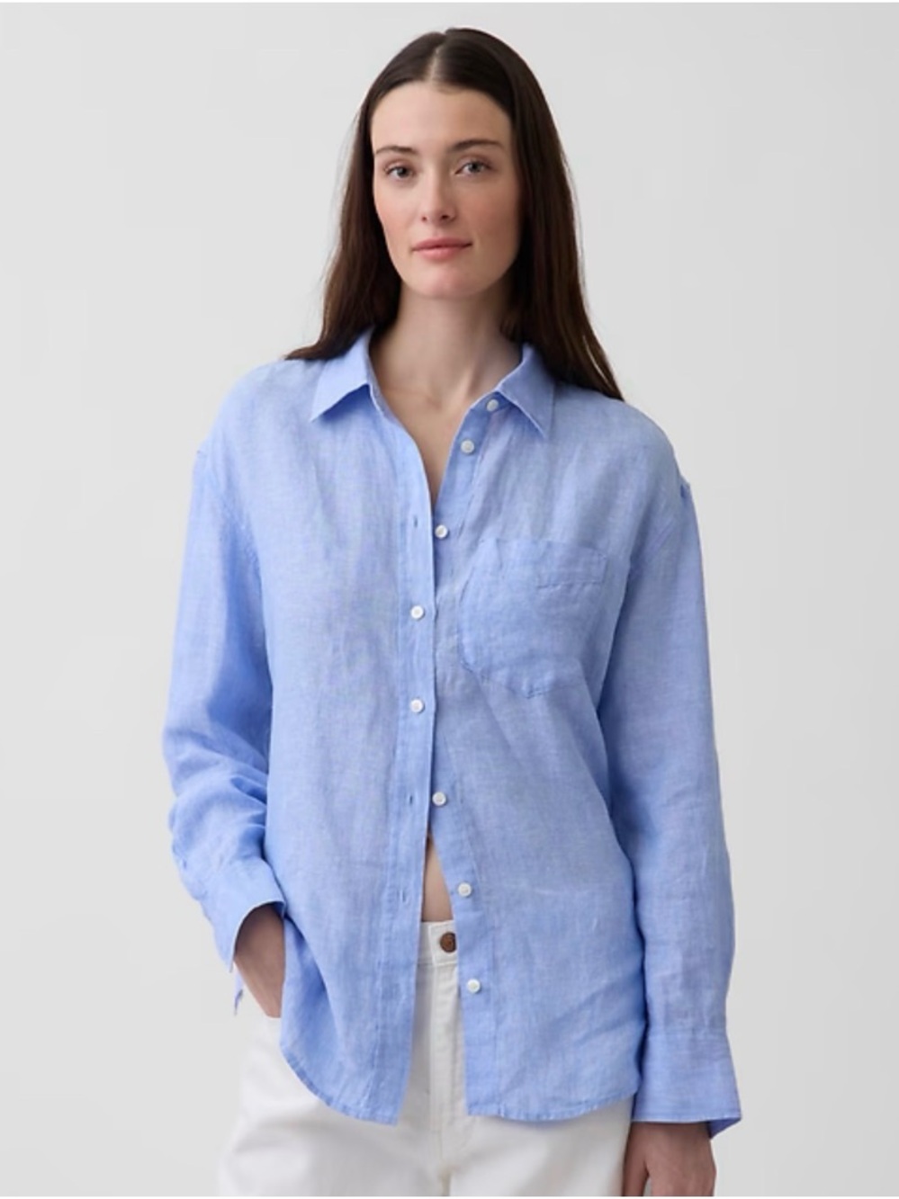 GAP Light Blue Linen Boyfriend Shirt